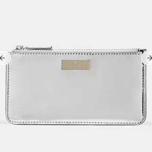♠️NWT Kate Spade Mirror Metallic Large Slim Silver Wallet!♠️